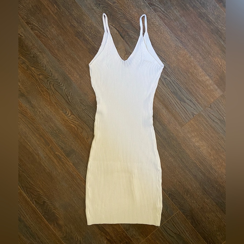 Shein white ribbed knit dress